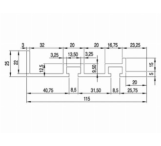 25 x 115 KONVEYÖR YAN ŞASE ALÜMİNYUM PROFİL ELOKSALLI