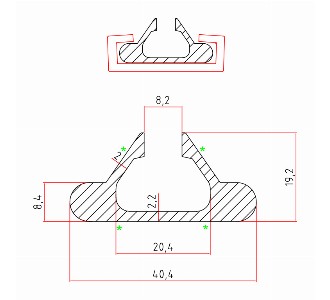 50 mm C PROFİL İÇİN ALÜMİNYUM PROFİL