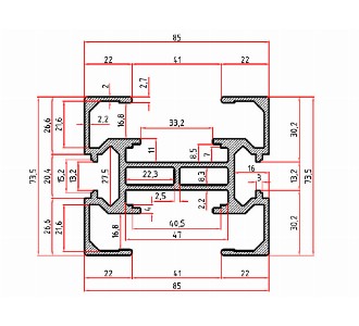 85 x 75 ELOKSALLI SİGMA ALÜMİNYUM PROFİL