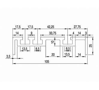 25 x 105 KONVEYÖR YAN ŞASE ALÜMİNYUM PROFİL ELOKSALLI
